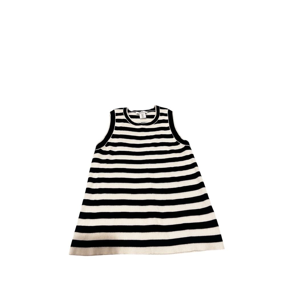 Coastal Chic Black White Striped Knit Tank Halston Minimalist Top S